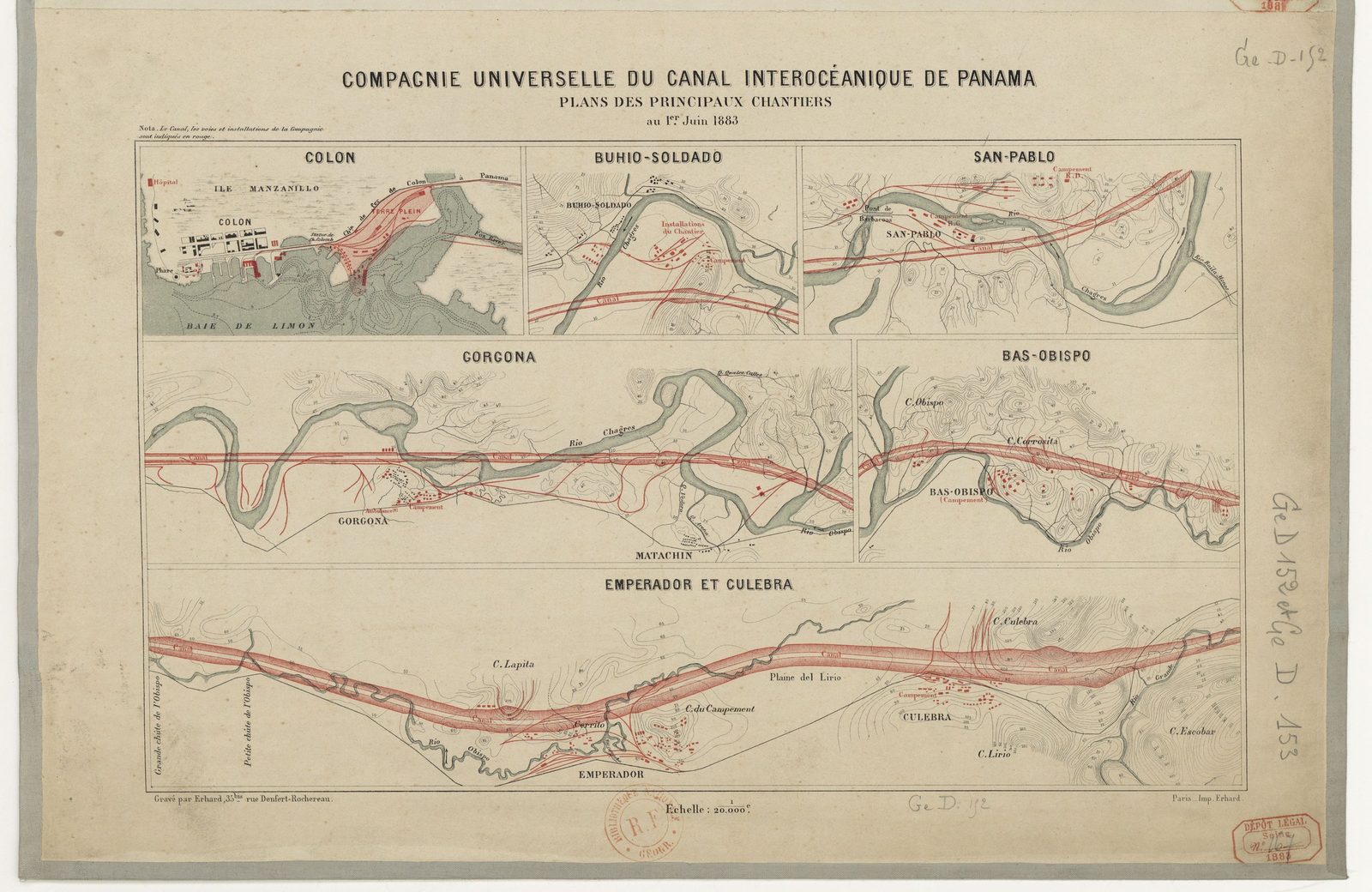 Planos de la Compagnie Universelle du Canal Interocéanique (1883)