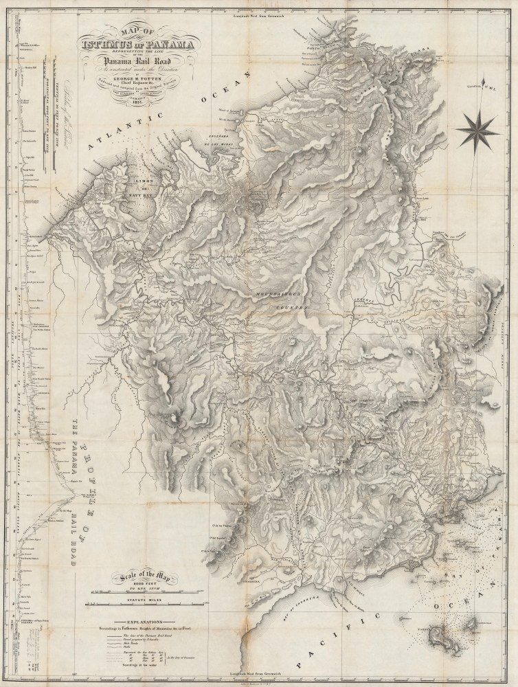 Mapa del Istmo de Panamá por George M. Totten (1857)
